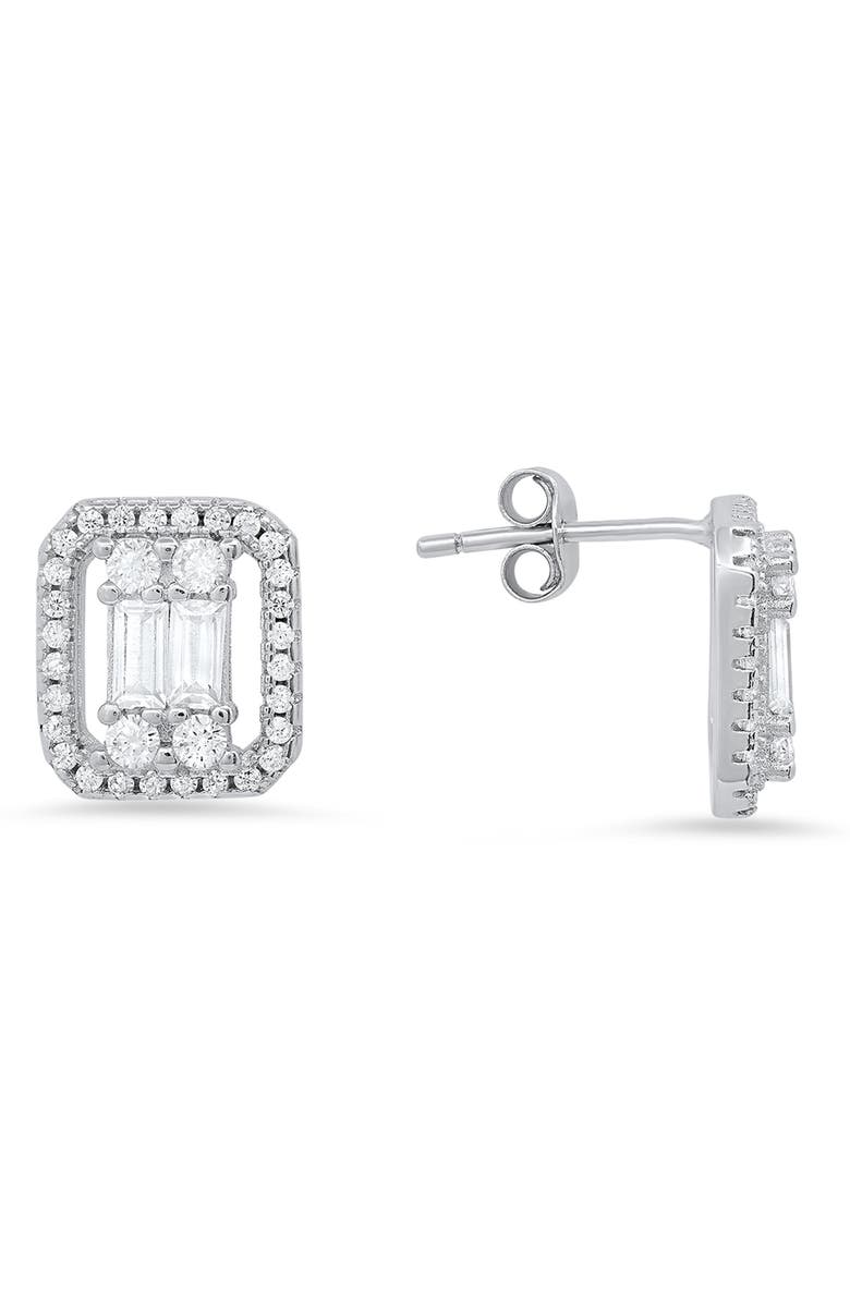 Queen Jewels Sterling Silver CZ Stud Earrings, Main, color, Silver
