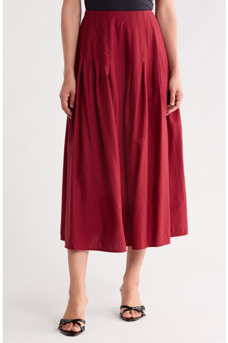 Pleated Midi Skirt, Main, color, CAYENNE