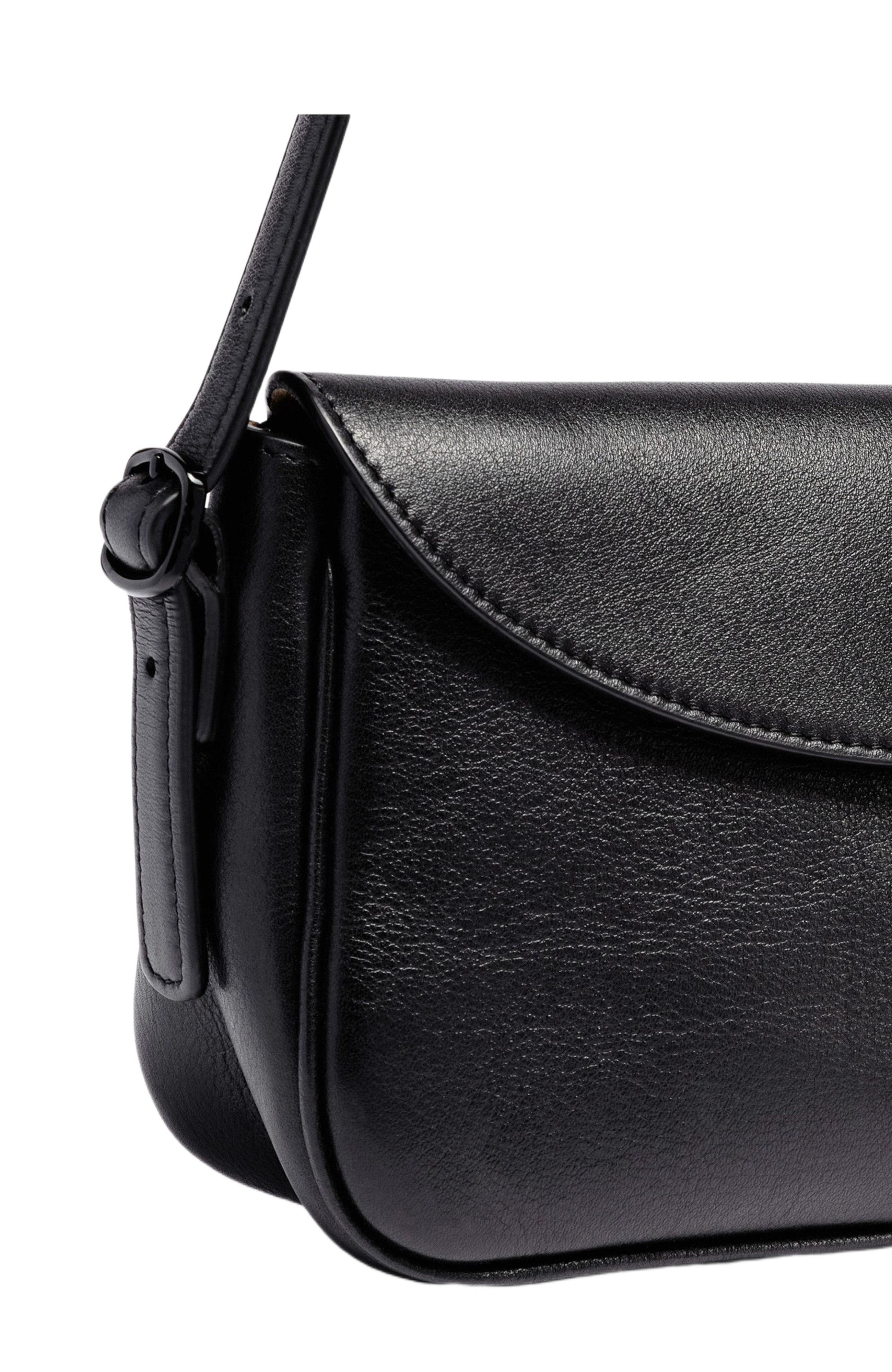 Santoni Leather shoulder bag, Alternate, color, Black
