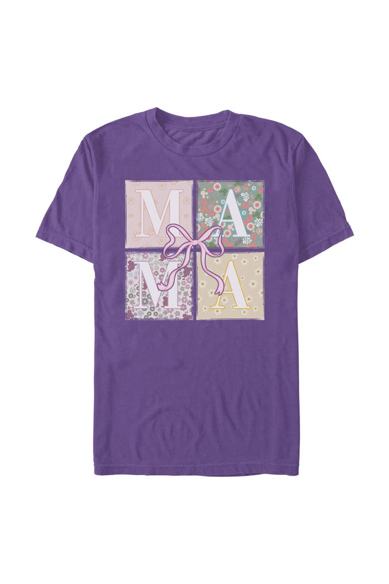 Men's Mickey & Friends Box Patterns Mama Bow  Graphic T-Shirt, Main, color, Purple