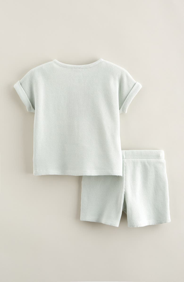 Nordstrom Waffle Knit Henley & Shorts Set, Alternate, color, Green Hush