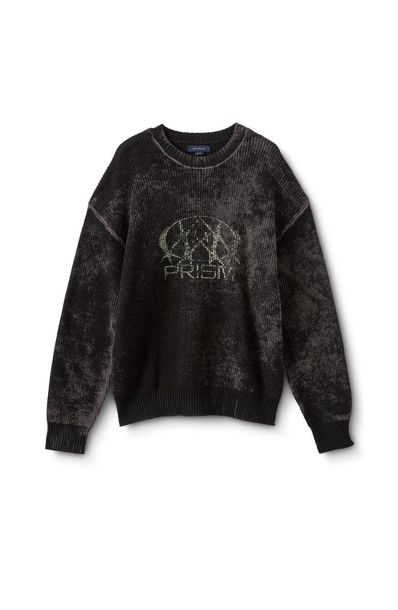 Cotton On Men's Y2k Box Fit Crew Knit, Main, color, Black Spray