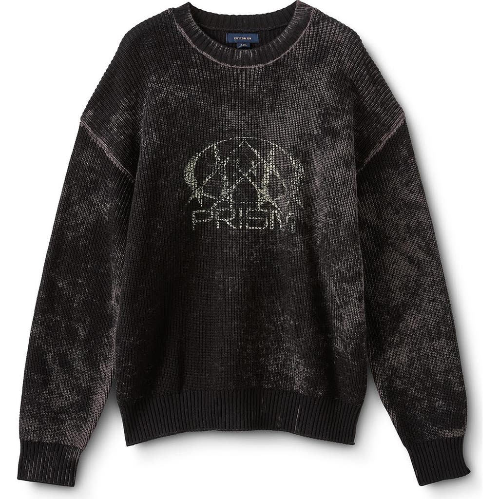 Cotton On Y2k Box Fit Crew Knit In Black