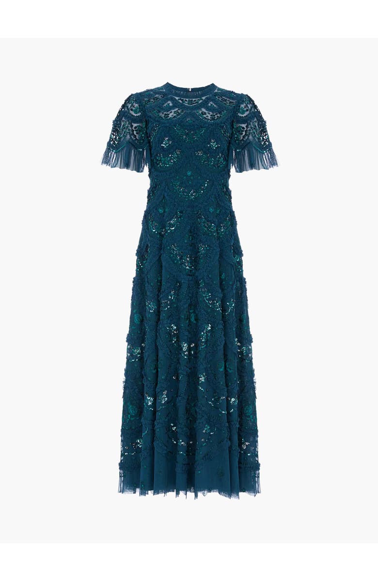 Needle & Thread Carmen Ruffle Maxi Dress, Alternate, color, Emerald