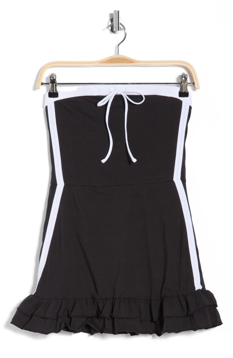 Madden Girl Colorblock Stripe Strapless Cotton Blend Minidress, Alternate, color, Black White