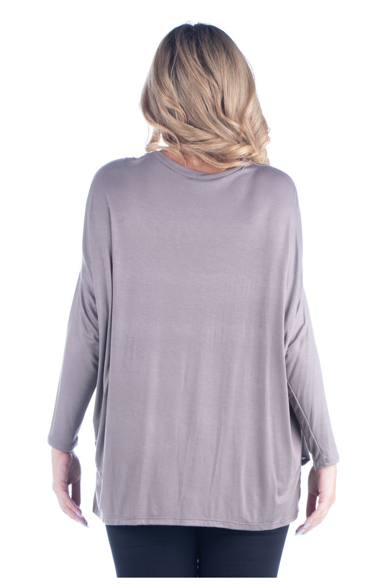 24seven Comfort Apparel Plus Size Oversized Long Sleeve  Dolman Top, Alternate, color, Purple