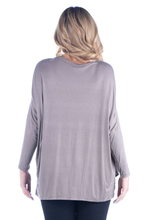 24seven Comfort Apparel Plus Size Oversized Long Sleeve Dolman Top In Gray