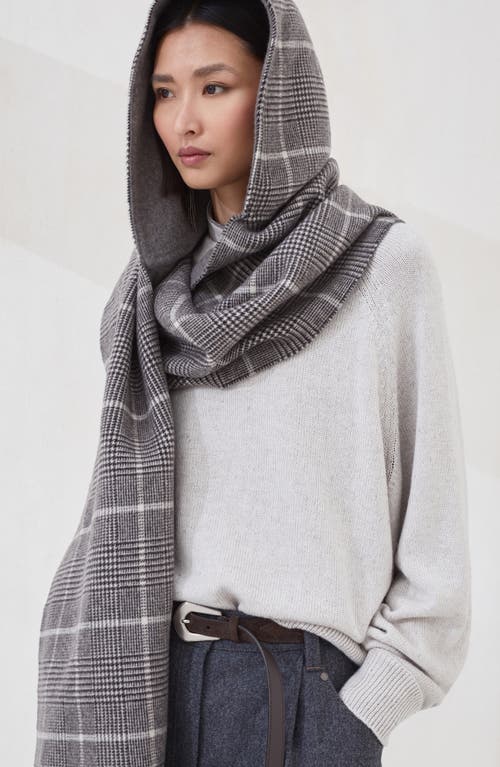 Brunello Cucinelli Prince Of Wales Scarf In Neutral