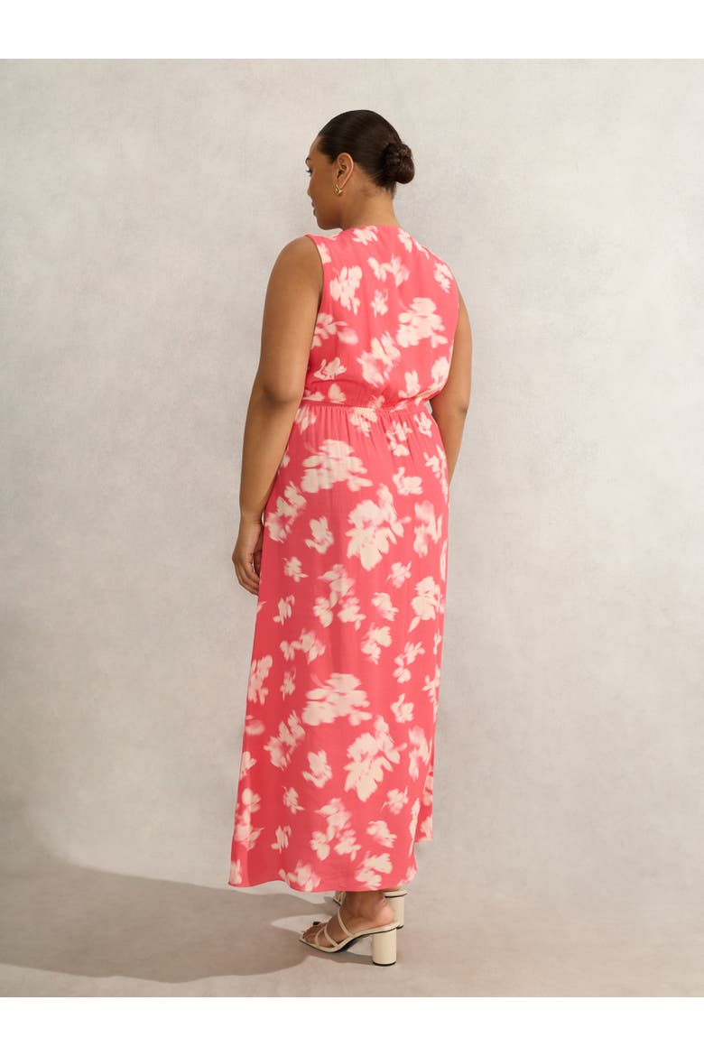 Floral Midi Dress With Neck Scarf, Alternate, color, Coral