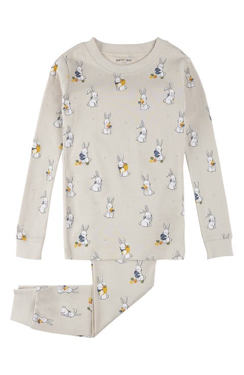 Pawprint Egg Hunt Pajama with Aqua Neck & Trim/Sleeves