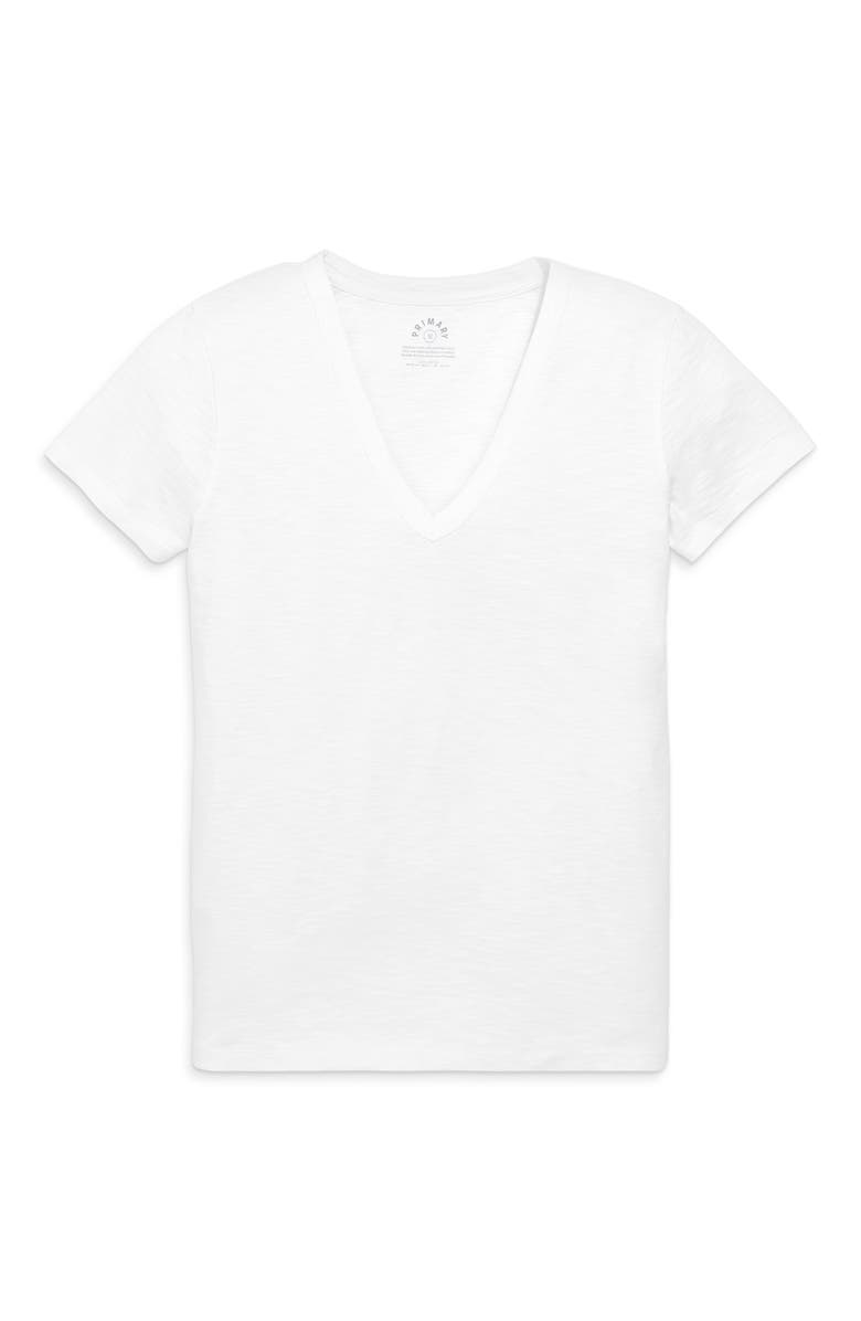 Primary Women's Fit Classic Slub V-Neck Tee, Alternate, color, White