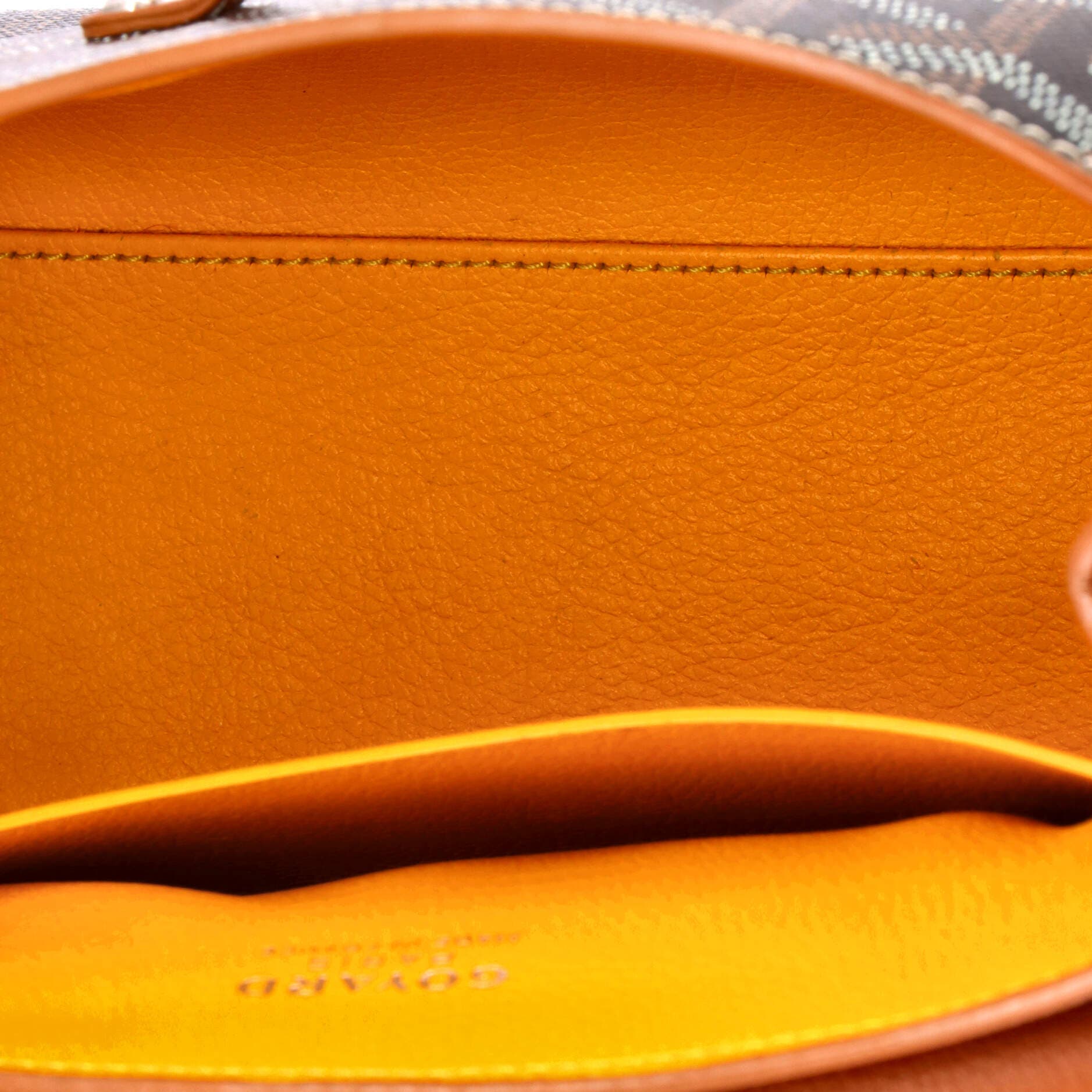 Pre-Owned Goyard Saigon Top Handle Bag Coated Canvas with Leather Mini, Alternate, color, Brown