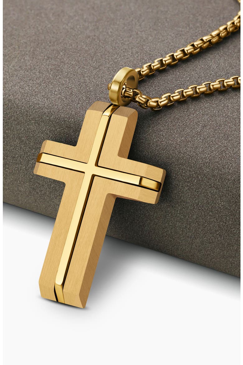 INLAY CROSS NECKLACE, Alternate, color, GOLD
