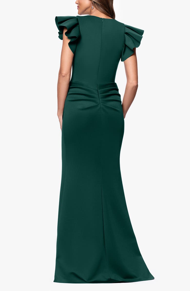 Xscape Evenings Ruffle Ruched Scuba Knit Gown, Alternate, color, 