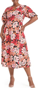 Estelle Colette Puff Sleeve Midi Dress