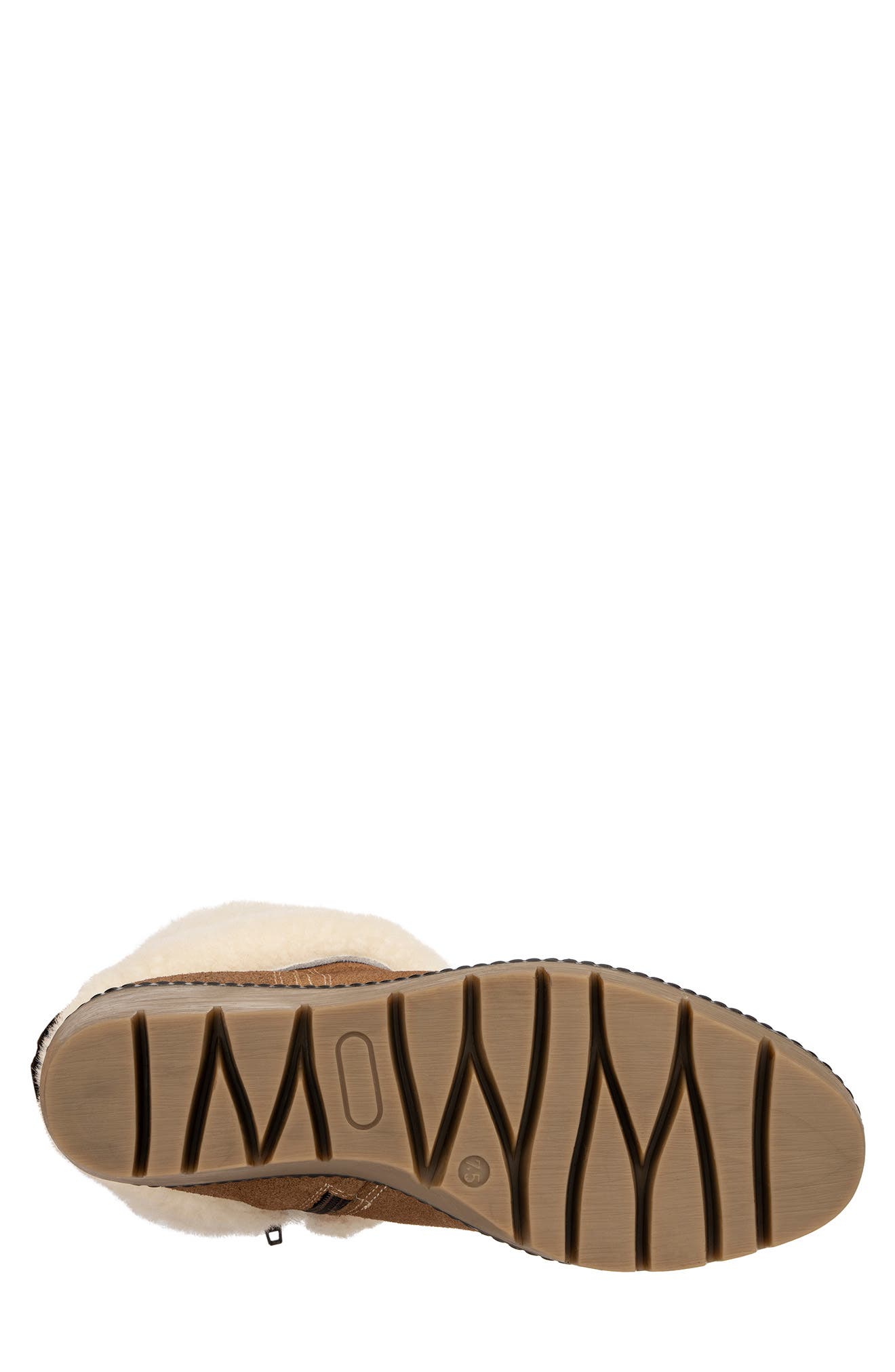 Poppy Faux Fur Lined Suede Wedge Bootie, Alternate, color, TAN