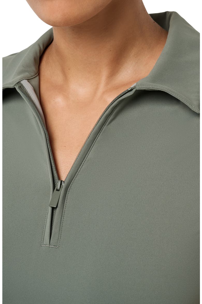 MoveKnit Private Lessons Performance Quarter Zip Polo, Alternate, color, OLIVE SMOKE