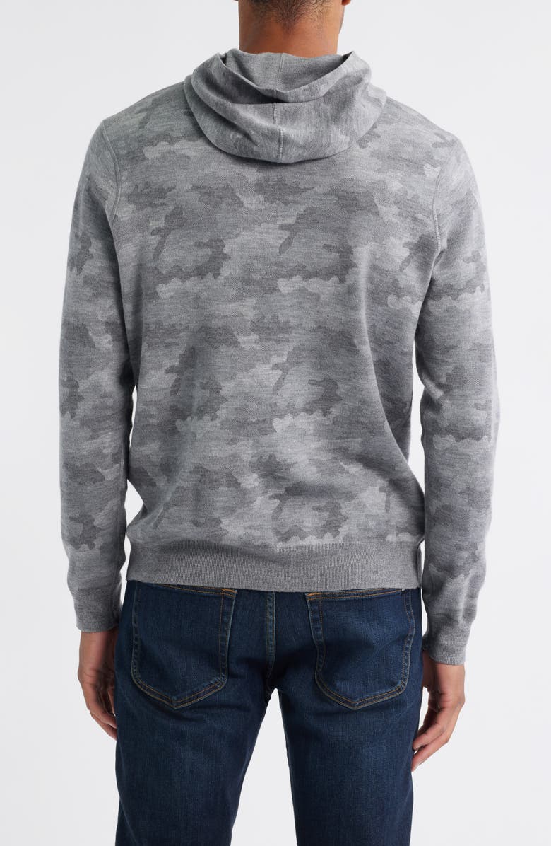 Peter Millar Camouflage Reversible Merino Wool Hoodie Sweatshirt, Alternate, color, Gale Grey
