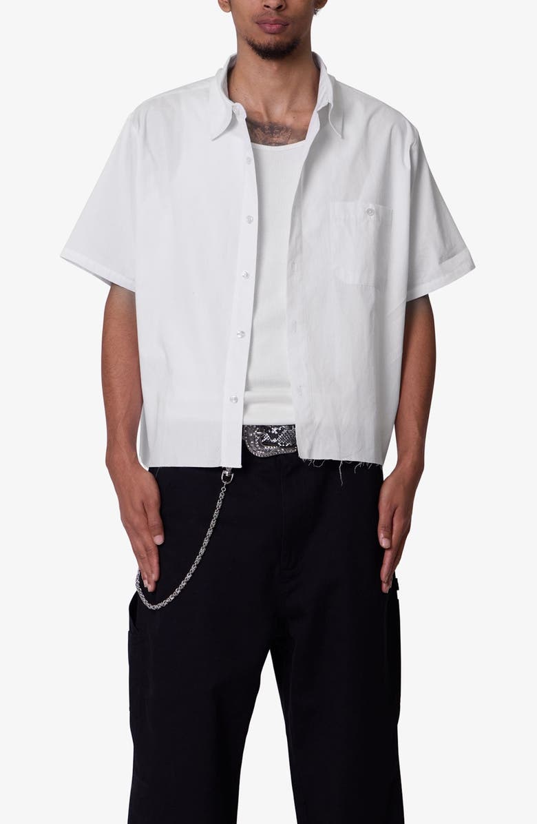 mnml Short Sleeve Cotton Poplin Button-Up Shirt, Alternate, color, White