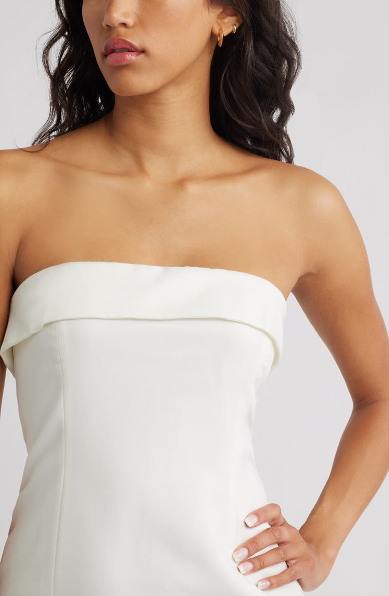 Open Edit Strapless Foldover Body-Con Minidress, Alternate, color, Ivory