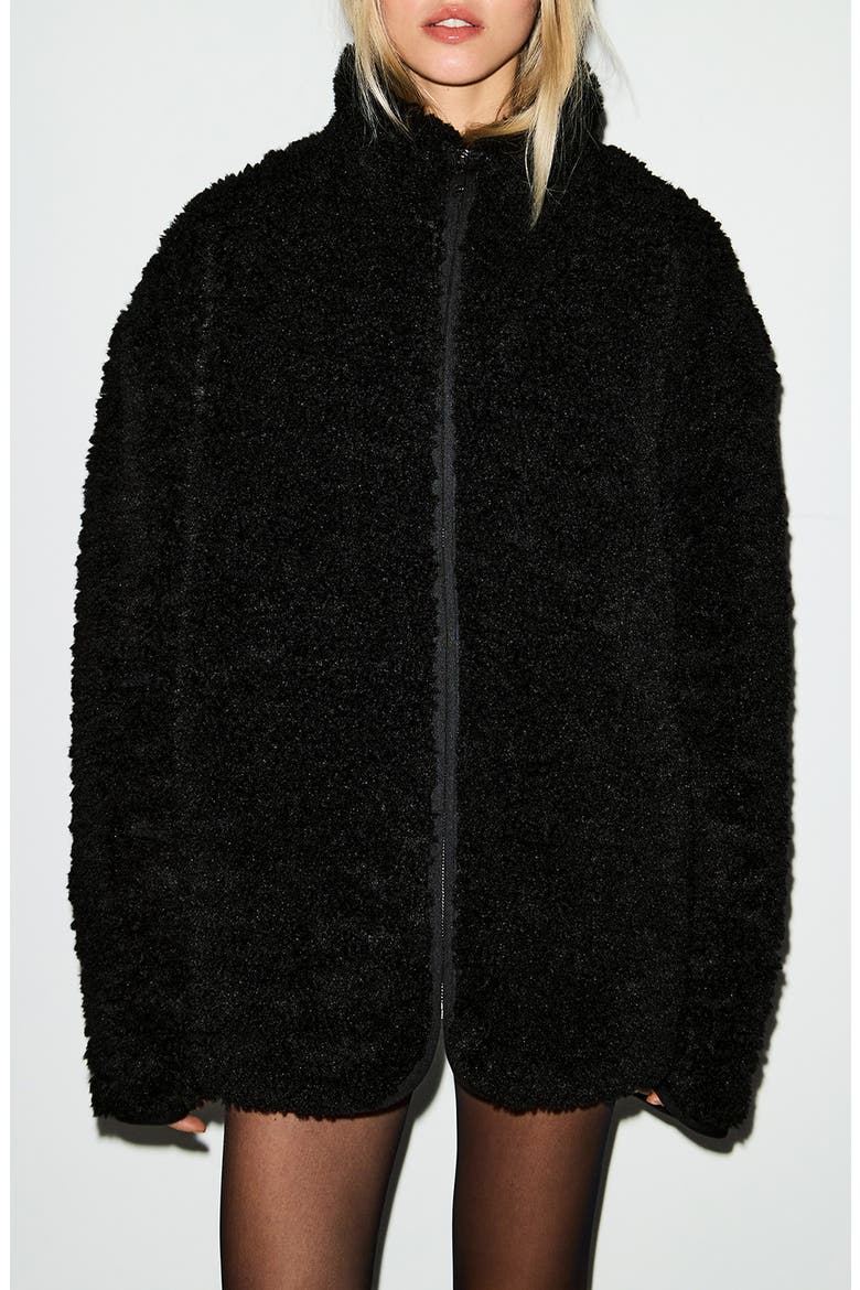 SKIMS Faux Fur Oversize Mock Neck Jacket (Women) | Nordstrom