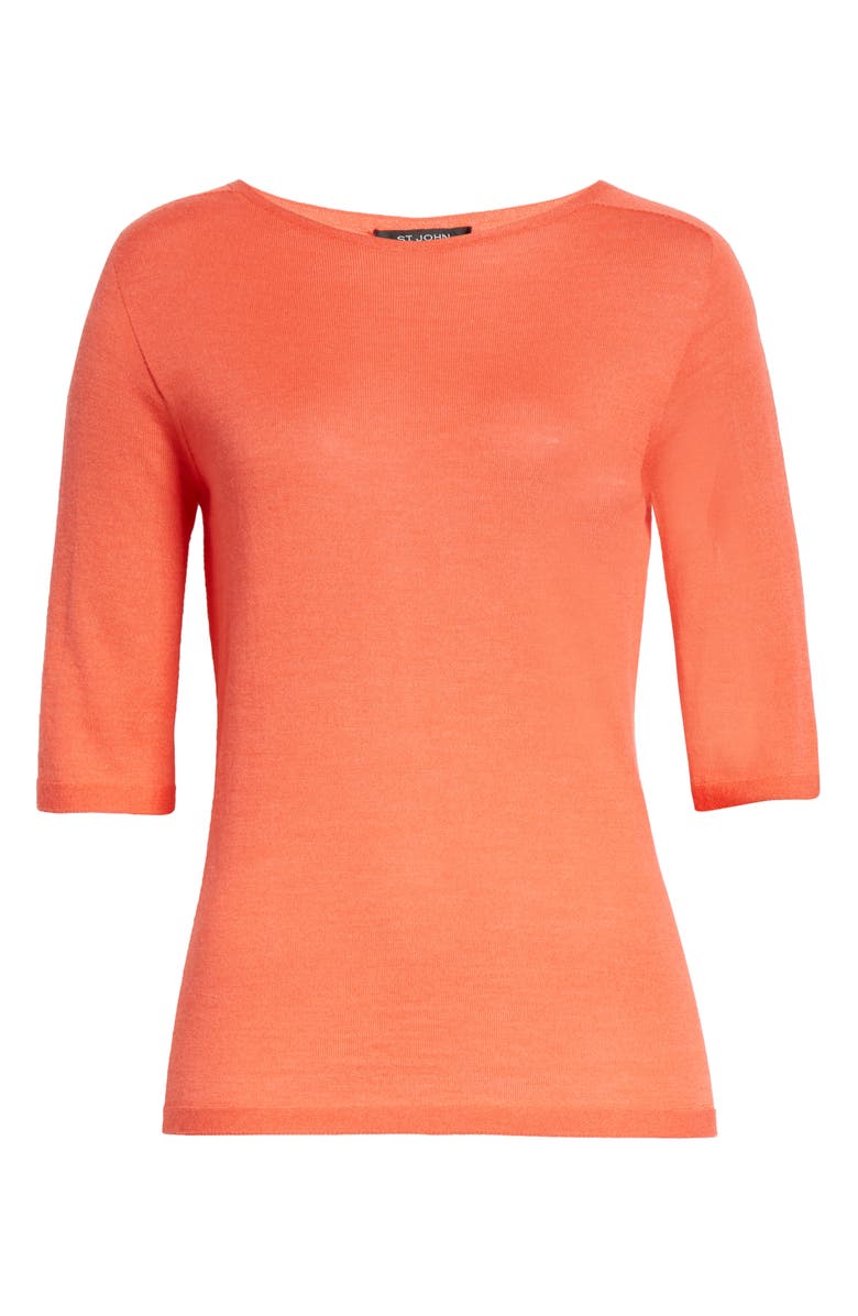 St. John Collection Elbow Sleeve Jersey Top, Alternate, color, 