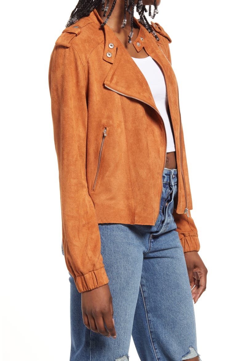 Faux Suede Moto Bomber, Alternate, color, RUSTY RIVETS