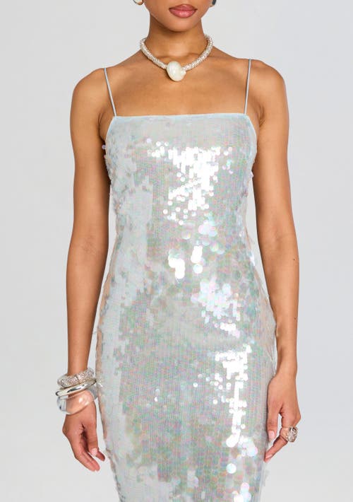 Retroféte Alana Sleeveless Sequined Midi Dress In Ice Blue