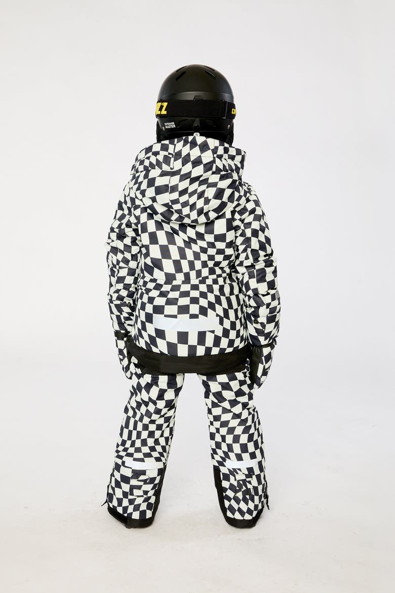 Teknik Checkered Jacket & Reinforced Pants Two Piece Snowsuit, Alternate, color, White Checkered Print