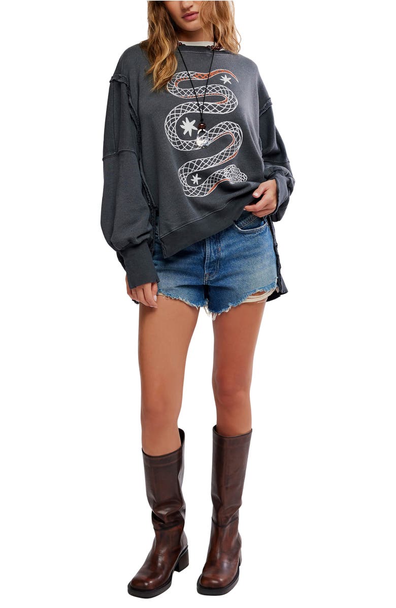 Free People Camden Oversize Graphic Sweatshirt, Alternate, color, Snake Combo