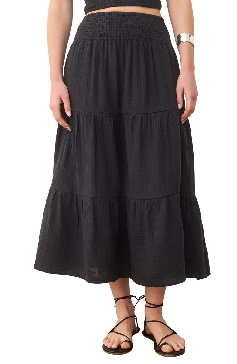 Marine Layer Corinne Double Cloth Cotton Maxi Skirt, Main, color, 