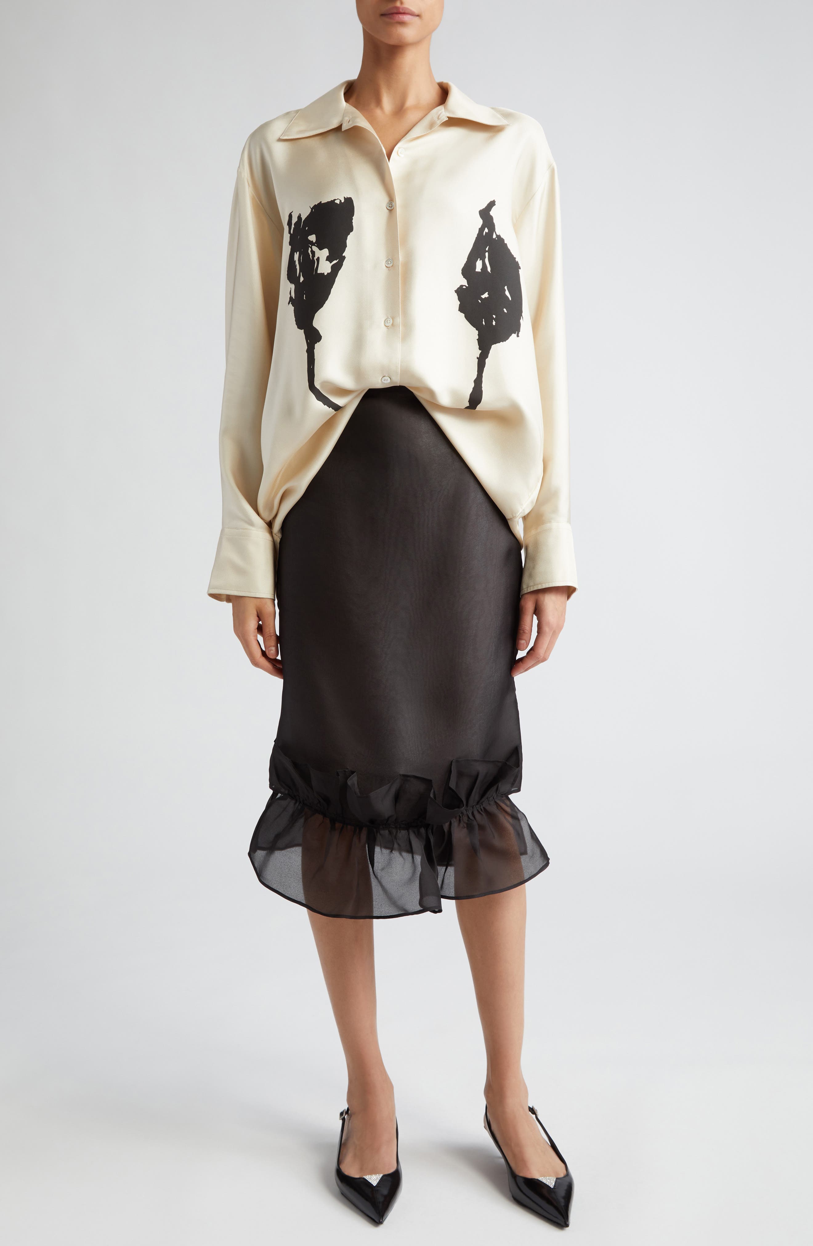 BITE Studios Floral Organic Silk Button-Up Shirt (Women) | Nordstrom