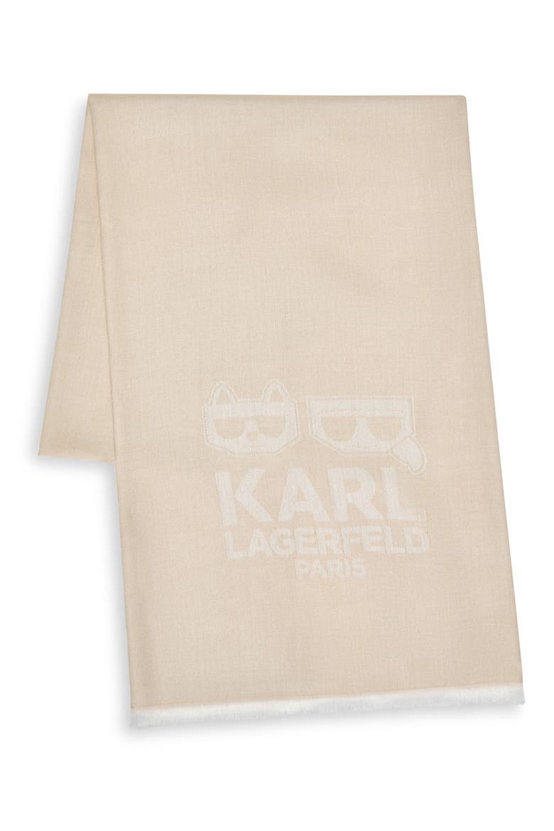 Karl Choupette Pashmina Scarf, Alternate, color, LATTE