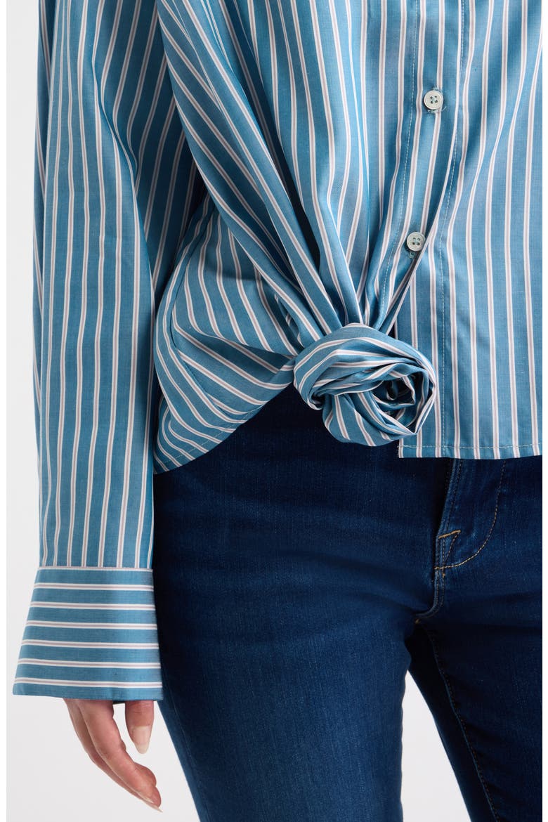 Long Sleeve Tencel Lyocell Knot Shirt, Alternate, color, PINE STRIPE