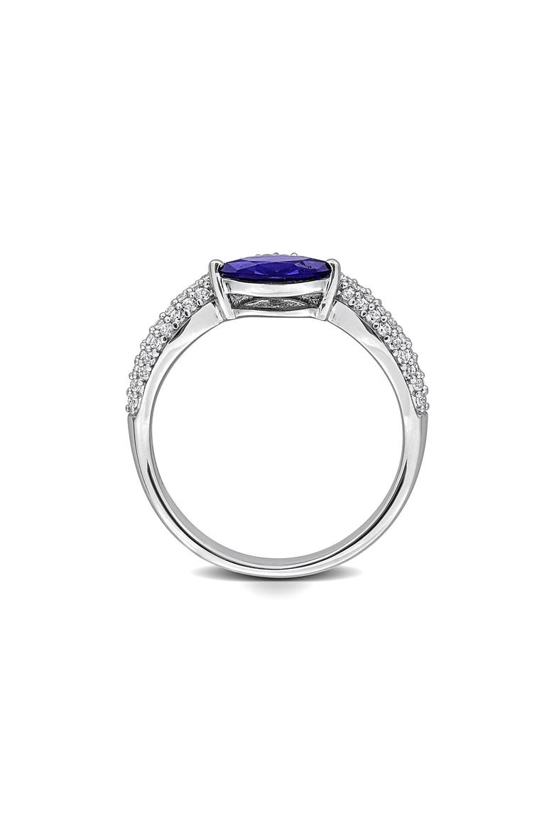 Lab Grown Blue & White Sapphire Wavy Band Ring, Alternate, color, BLUE