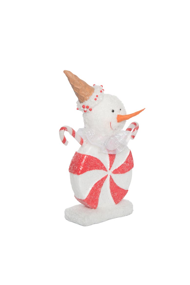 Foam Peppermint Snowman Decorative Figurine for Christmas, Alternate, color, Red