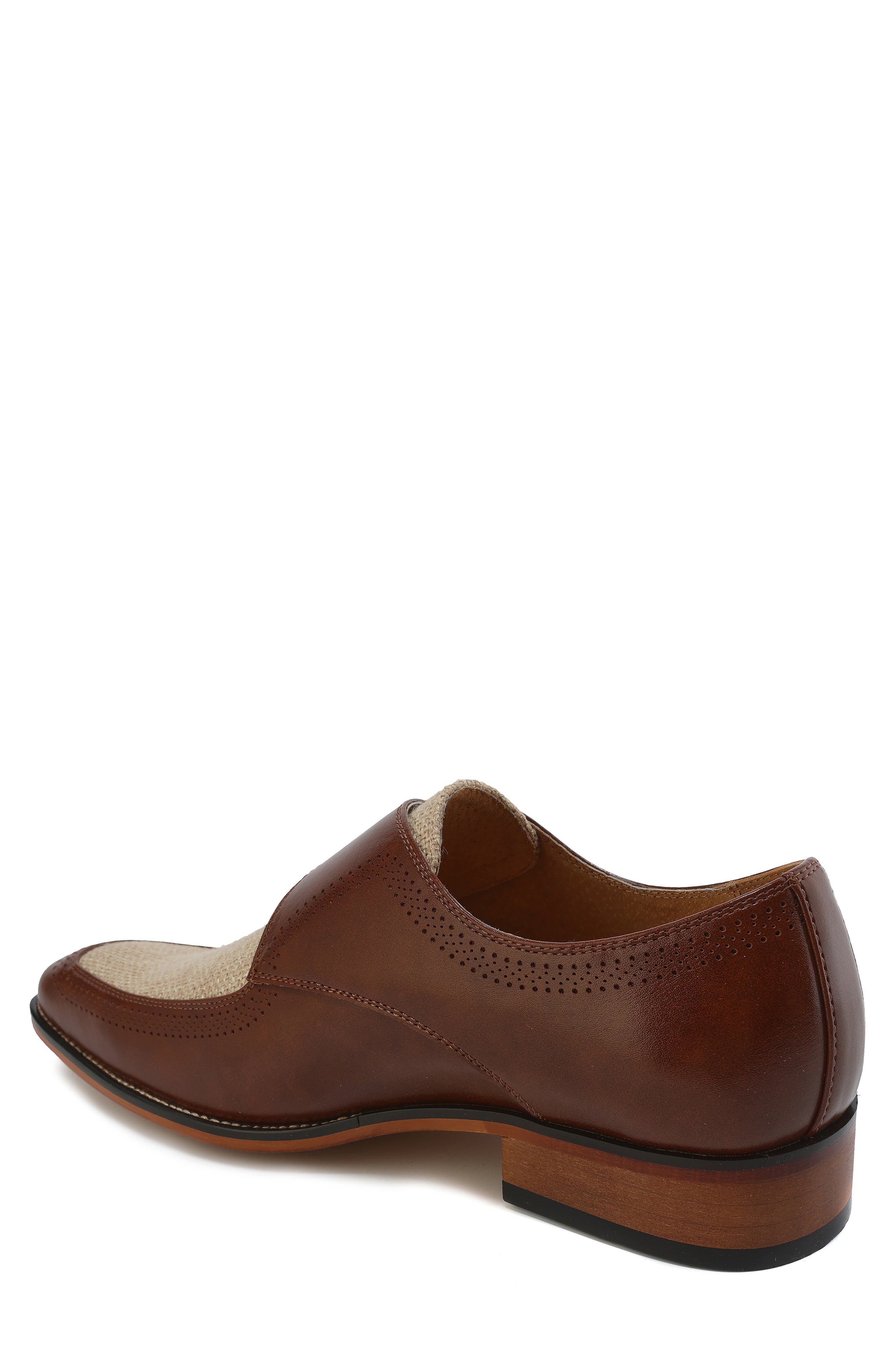 Gino Vitale Moc Toe Monk Strap Loafer, Alternate, color, Brown/ Natural