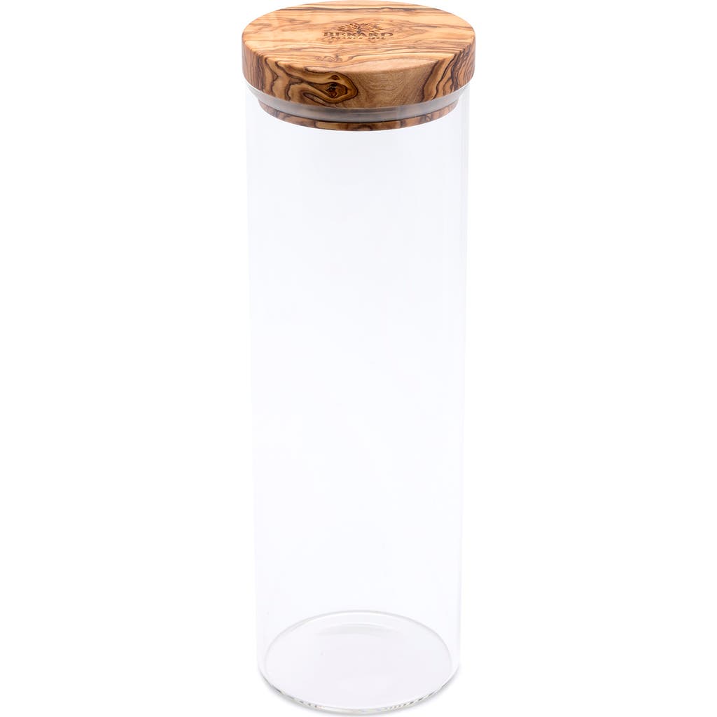 Berard Glass Storage Jar With Olive Wood Lid, 50-ounce in Brown  product