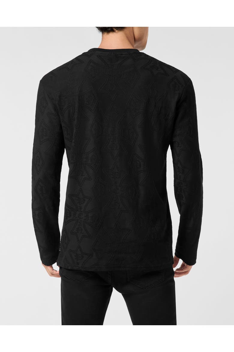 Longsleeve Jacquard Crest Men, Alternate, color, black