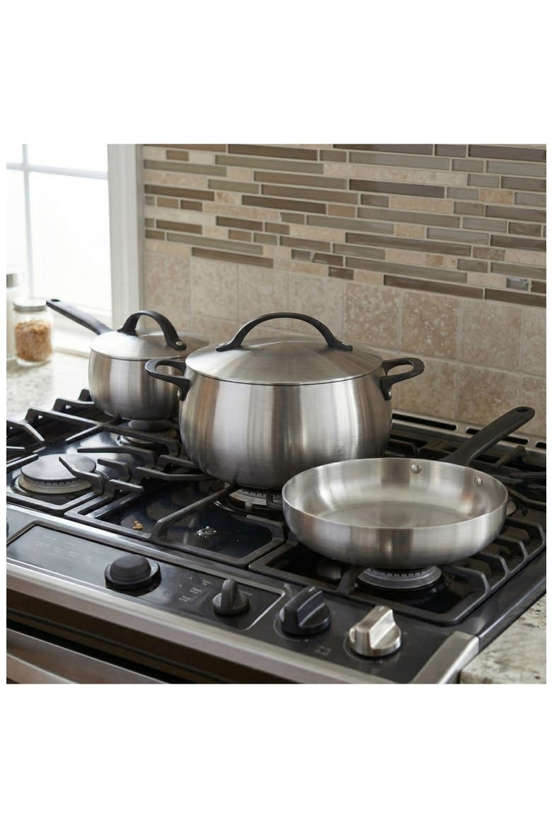 Belly Tri-Ply Stainless Steel 10-Piece Cookware Set, Alternate, color, SMOKEY BLACK