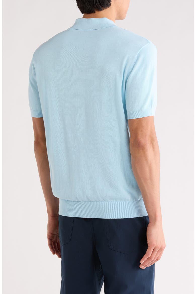 Honeycomb Textured Cotton Polo, Alternate, color, COOL BLUE