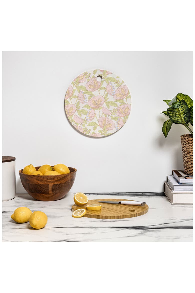 Cosmos Cream Wood Cutting Board, Alternate, color, GREEN
