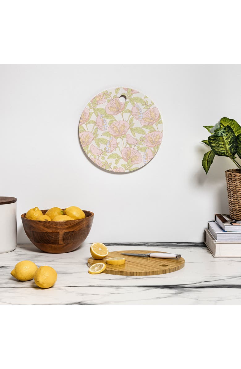 Deny Designs Cosmos Cream Wood Cutting Board, Alternate, color, Green