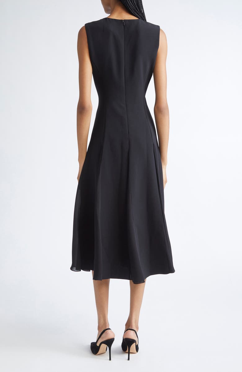 Carolina Herrera Sleeveless Godet Flared Midi Dress, Alternate, color, Black