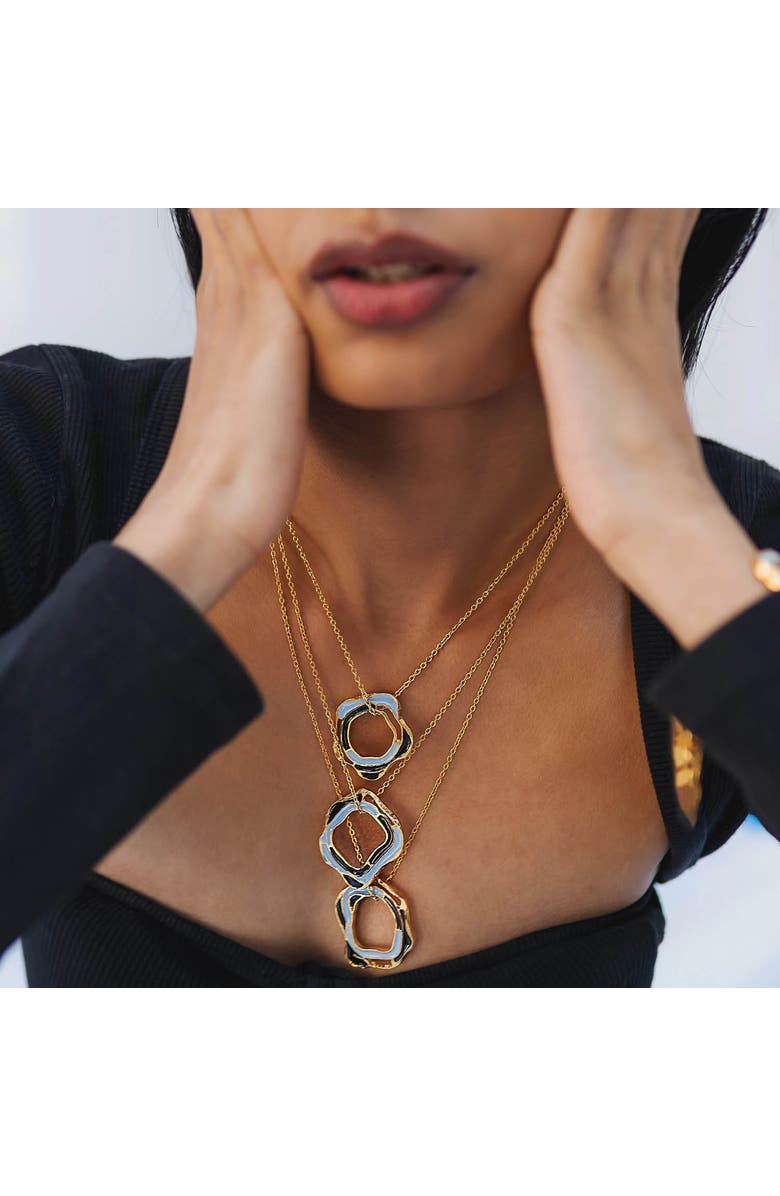 Dhwani Bhansal AQUA LAYERED NECKLACE, Alternate, color, Gold Plated