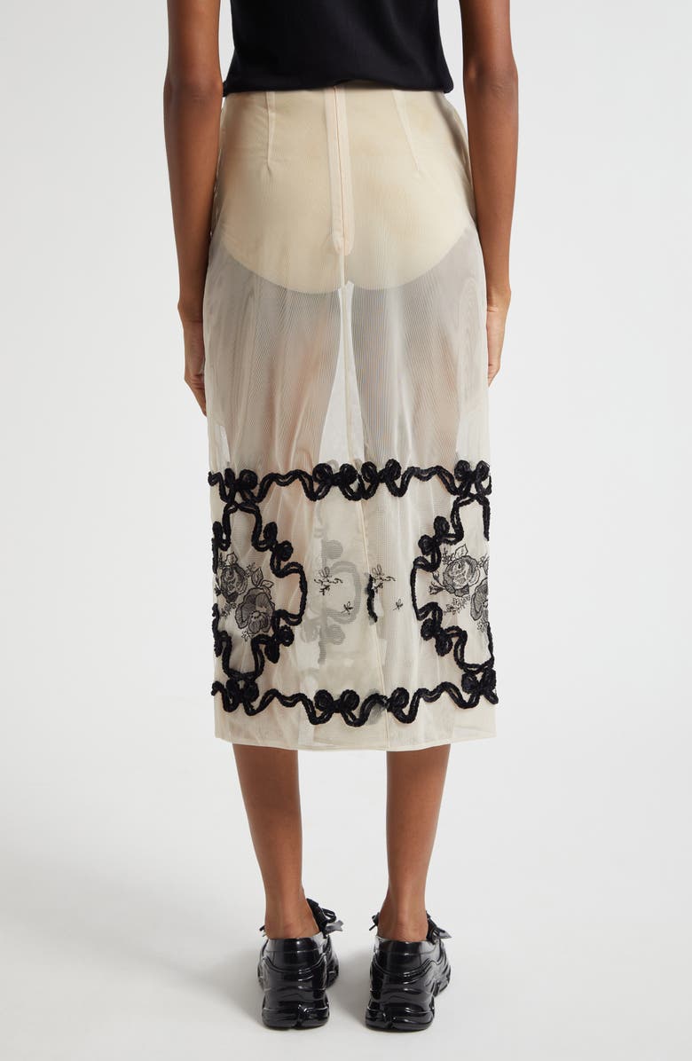 Simone Rocha Embroidered Sheer Pencil Skirt, Alternate, color, Nude