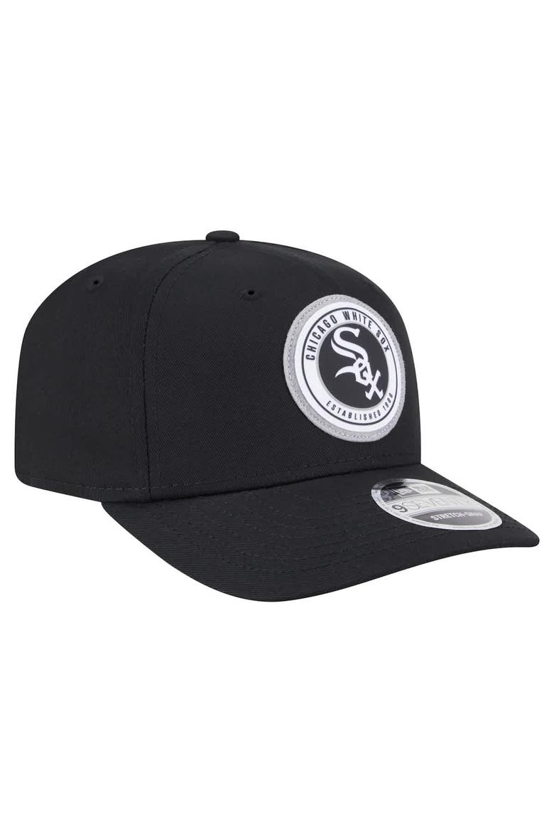 Men's New Era Black Chicago White Sox Circle Patch 9SEVENTY Stretch-Snap Hat, Alternate, color, Black