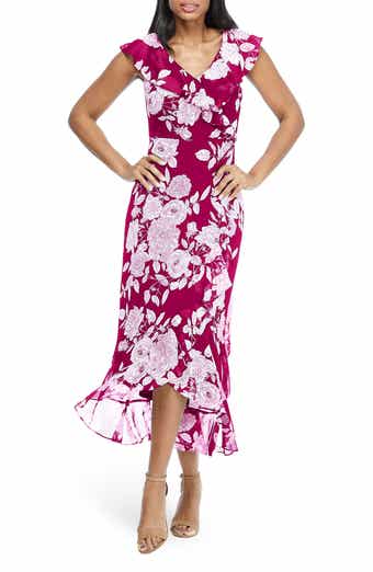 London Times Ruffle Wrap Maxi Dress