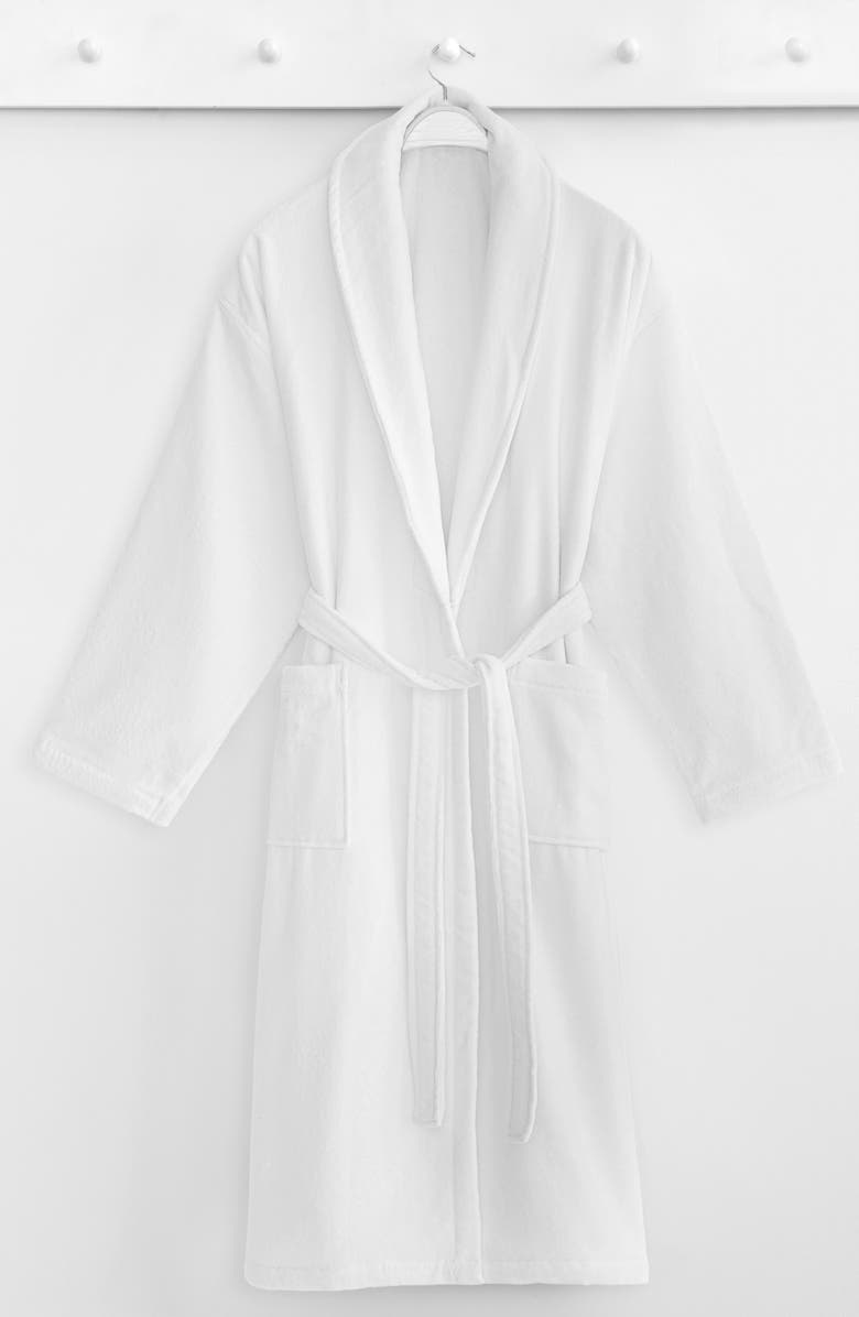 Linum Home Textiles Anovia Velour Cotton Robe, Alternate, color, White
