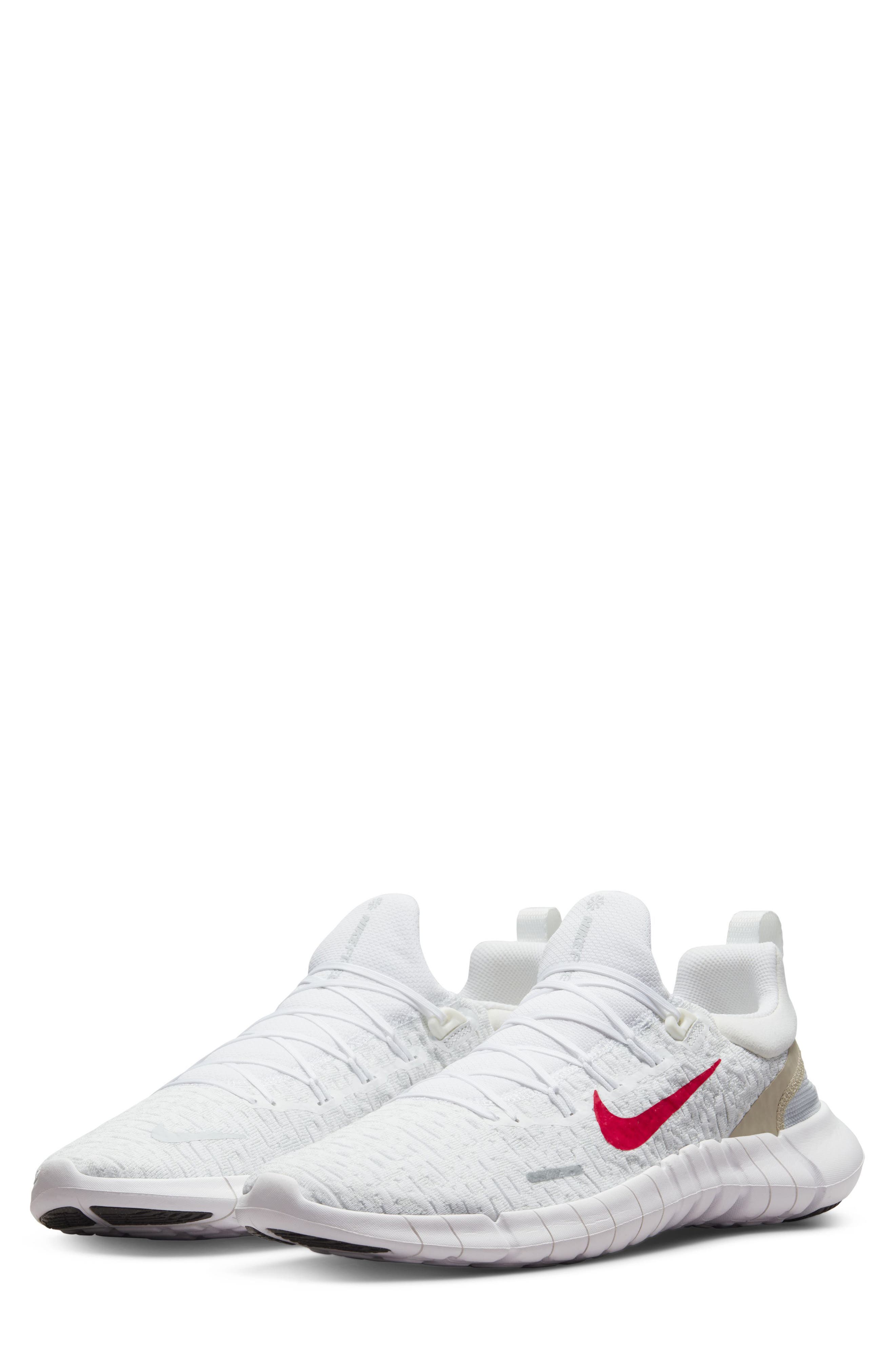 Nike Free Run 5.0 Running Shoe, Main, color, White/ Siren Red/ Off White